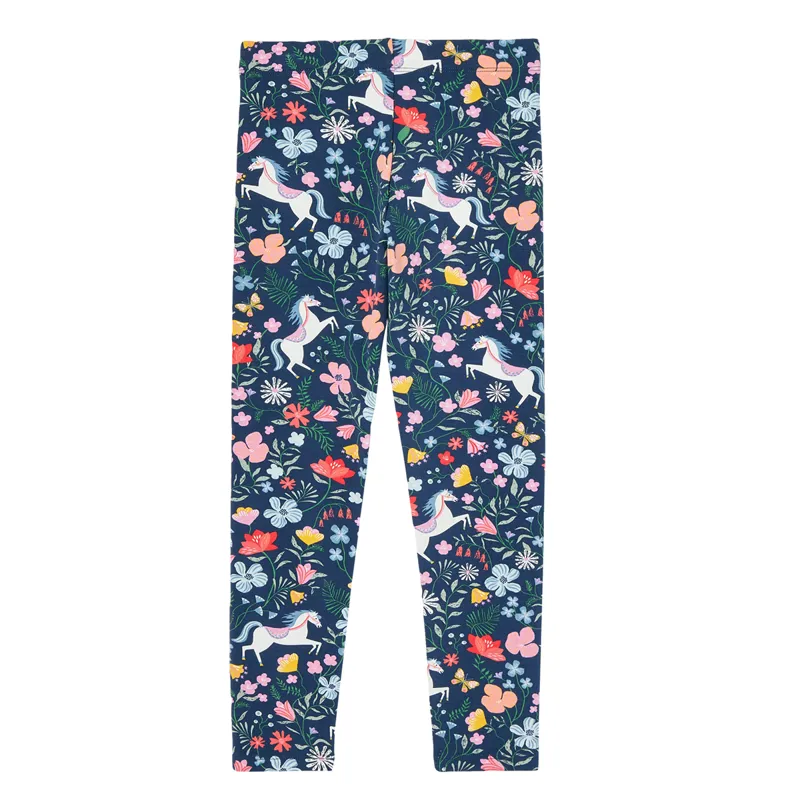 Joules Girls Deedee Printed Jersey Leggings - Navy Floral Horse-1